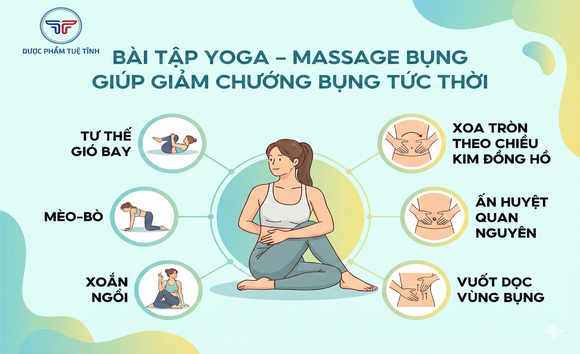 Bài tập yoga – massage bụng giúp giảm chướng bụng tức thời 
