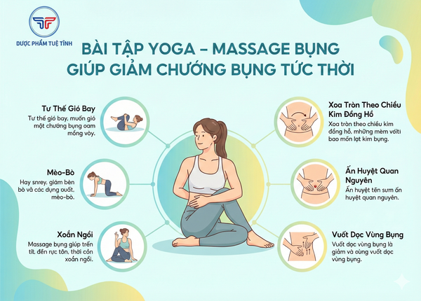 FTT_Bài tập yoga – massage bụng giúp giảm chướng bụng tức thời